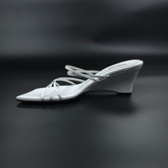 REIKE NEN 5 Strap Wedge Heels White Leather 90s Minimal Y2k Clean Girl Modern 6 - Picture 3 of 12